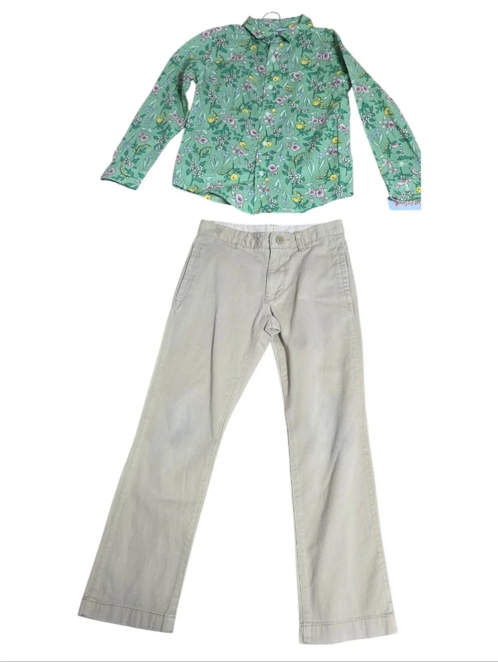Cat & Jack Blouse Beige Straight-Leg Cotton Pants - Girl's Neutral Trousers